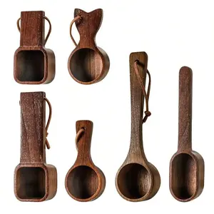 Wooden Coffee Spoon Walnut Long & Short Handle, Measuring Spoon for Coffee Beans, Powder Seasoning, Tea Spoon, Kitchenware, Utensils, 1pc