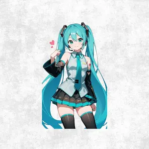 Miku Cute Sticker, Cute Blue Haired Anime Girl in Christmas Dress, Festive Aesthetic Art for Fans