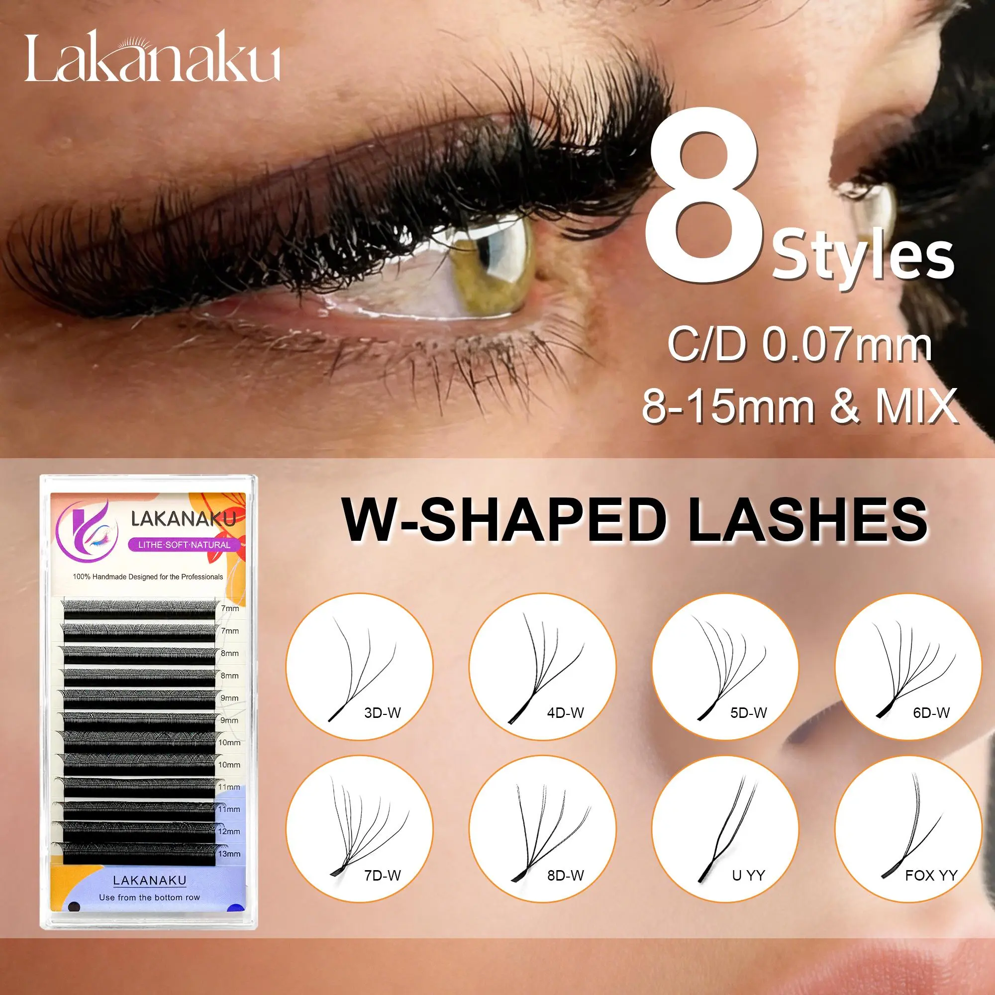 LAKANAKU W Clover Eyelashes Extension Cilios Extensiones De Pestañas YY/4D/5D/6D/7D/8D Premade Fans Eyelash Extensions Volume 2026 New