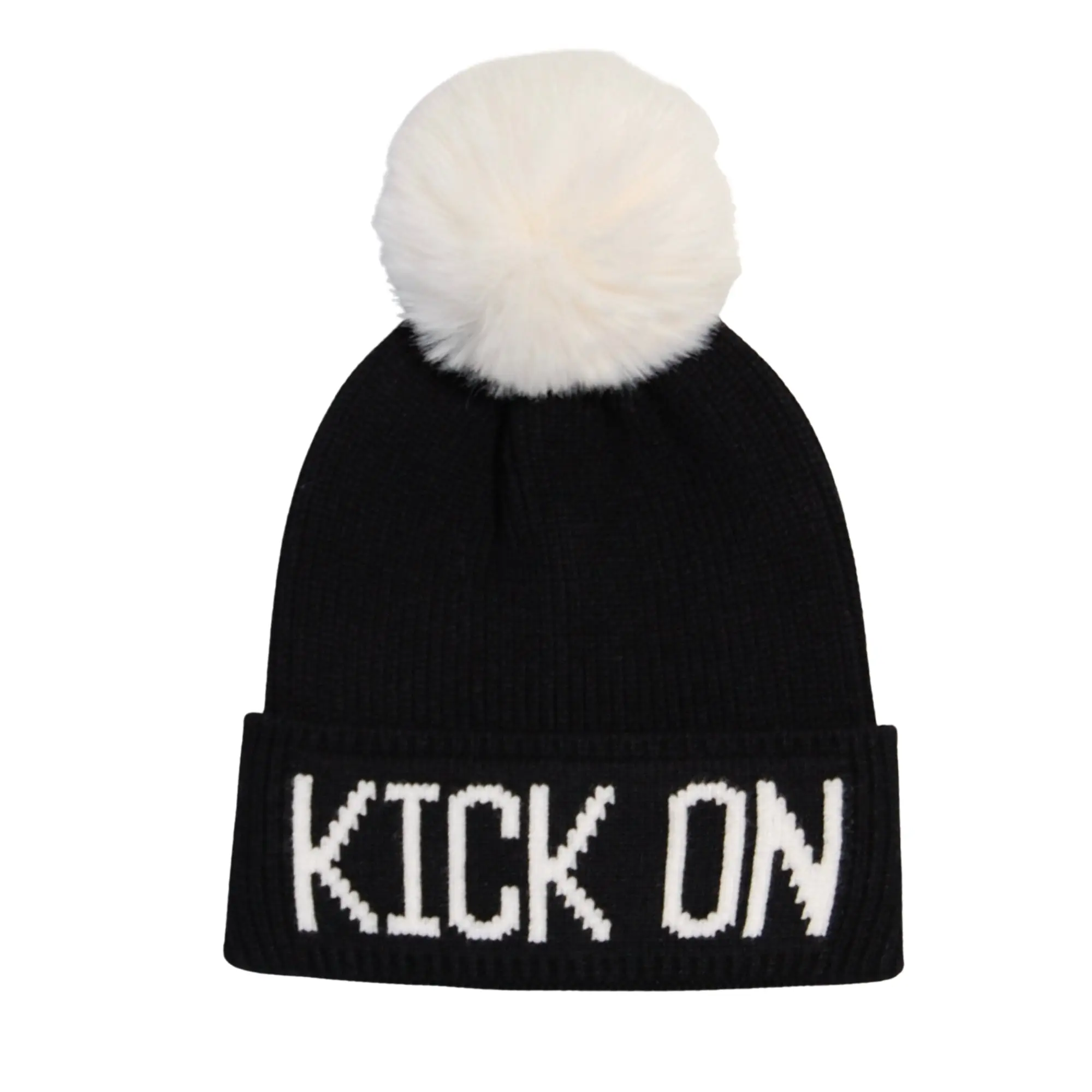 KICK ON POM POM BEANIE | EQUESTRIAN KNIT HAT FOR HORSE LOVERS | HATPHILE