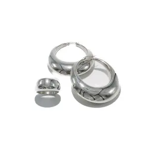 Silver Chunky Dome Ring & Oversized Drop Hoop Earrings Set