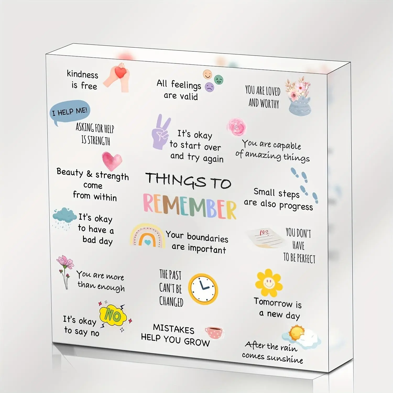 Acrylic Desktop Plaque, Decorative Plaque, Creative Square Acrylic Ornament, Novelty Desk Decor, Desktop Decoration for Home Office, Home Decor Products, Gift for Women, Recovery Self Care Encourage Gifts, Motivational Plaque, Signs