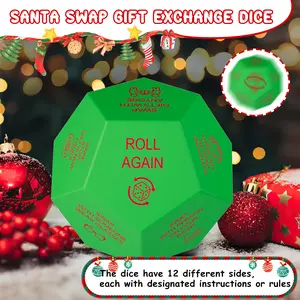 1 Pattern Upgraded Santa Claus Gift Exchange Dice, 2026 New - Gift Exchange Dice with Pattern Description, Christmas Party Gift Exchange Dice Party Supplies, 12 Different Sides - 3*3*3 Inches, Christmas Party Dice, Party Supplies