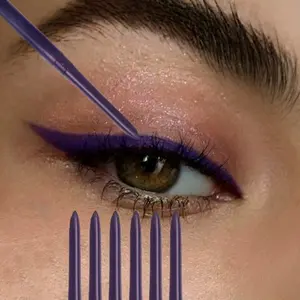 6Pcs Waterproof & Sweat-Proof Purple Eyeliner Pencil - Long-Lasting, Smudge-Proof for Bold Eye Makeup, Easy Glide Formula for Perfect Wings - Purple, Waterproof Eyeliner, Winged Eyeliner, Sleek Design, Smudgeproof Makeup