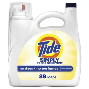 117 fl oz Simply Liquid Laundry Detergent, Free & Sensitive 89 Loads Household Unscented Perfume