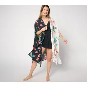 Attitudes by Renee Printed Open Front Cover Up