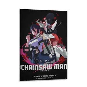 Dark Theme Chainsaw Man Canvas Poster, Decorative Wall Art for Anime Dormitory Bedroom, Enhancing Atmosphere