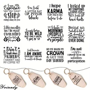 5Pcs/Set Inspirational Quotes Style Themed UV DTF Keychain Stickers - Waterproof Pattern, Motel And Hotel Keychain Decoation, Easy To Use