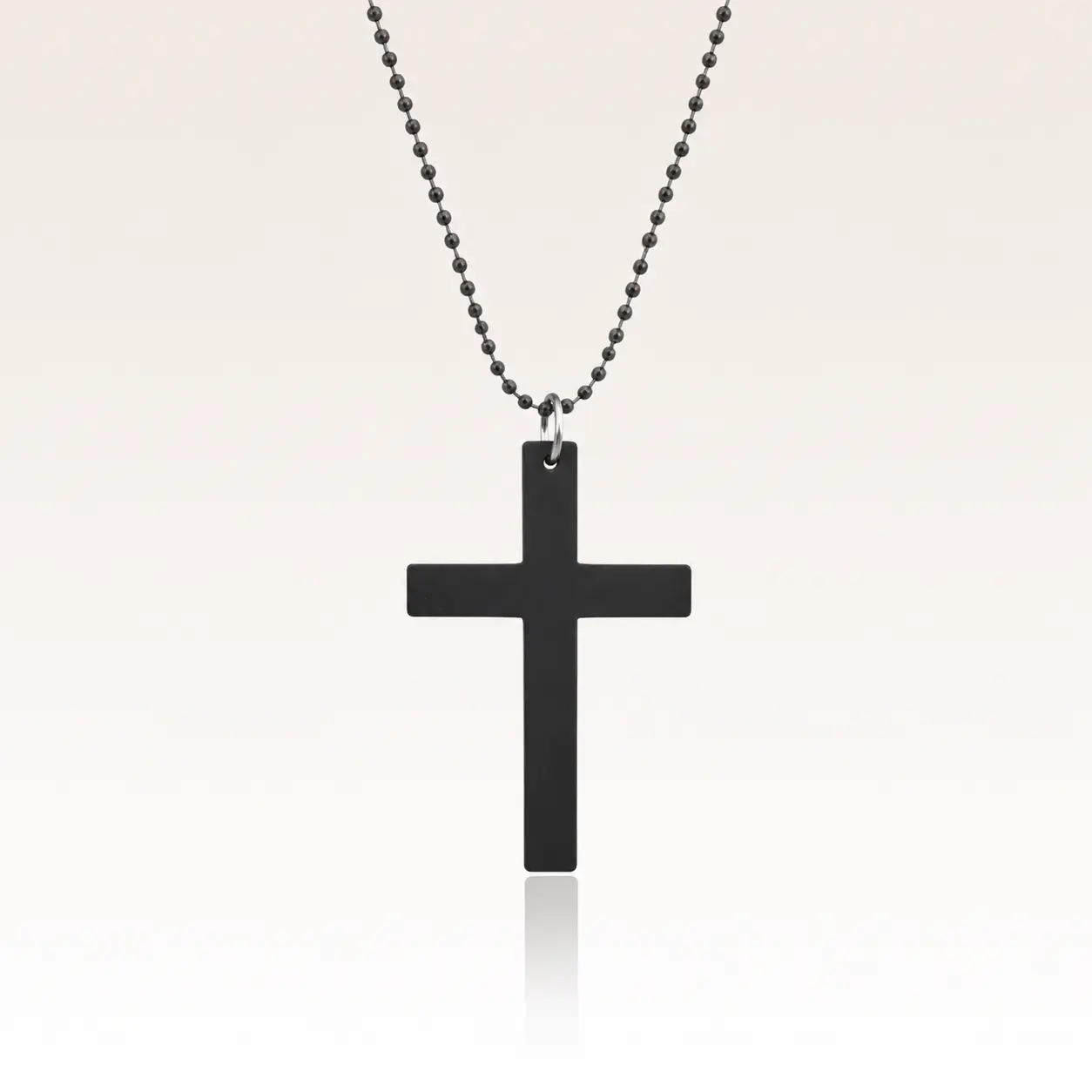 Matte Black Cross Pendant Necklace, Minimalist Layered Style Jewelry, Trendy Streetwear Accessory with Sleek Design, Versatile Daily Wear Necklace for Casual Outfits and Gift Ideas