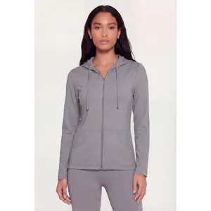 Drawstring Hooded Zip Front Track Jacket