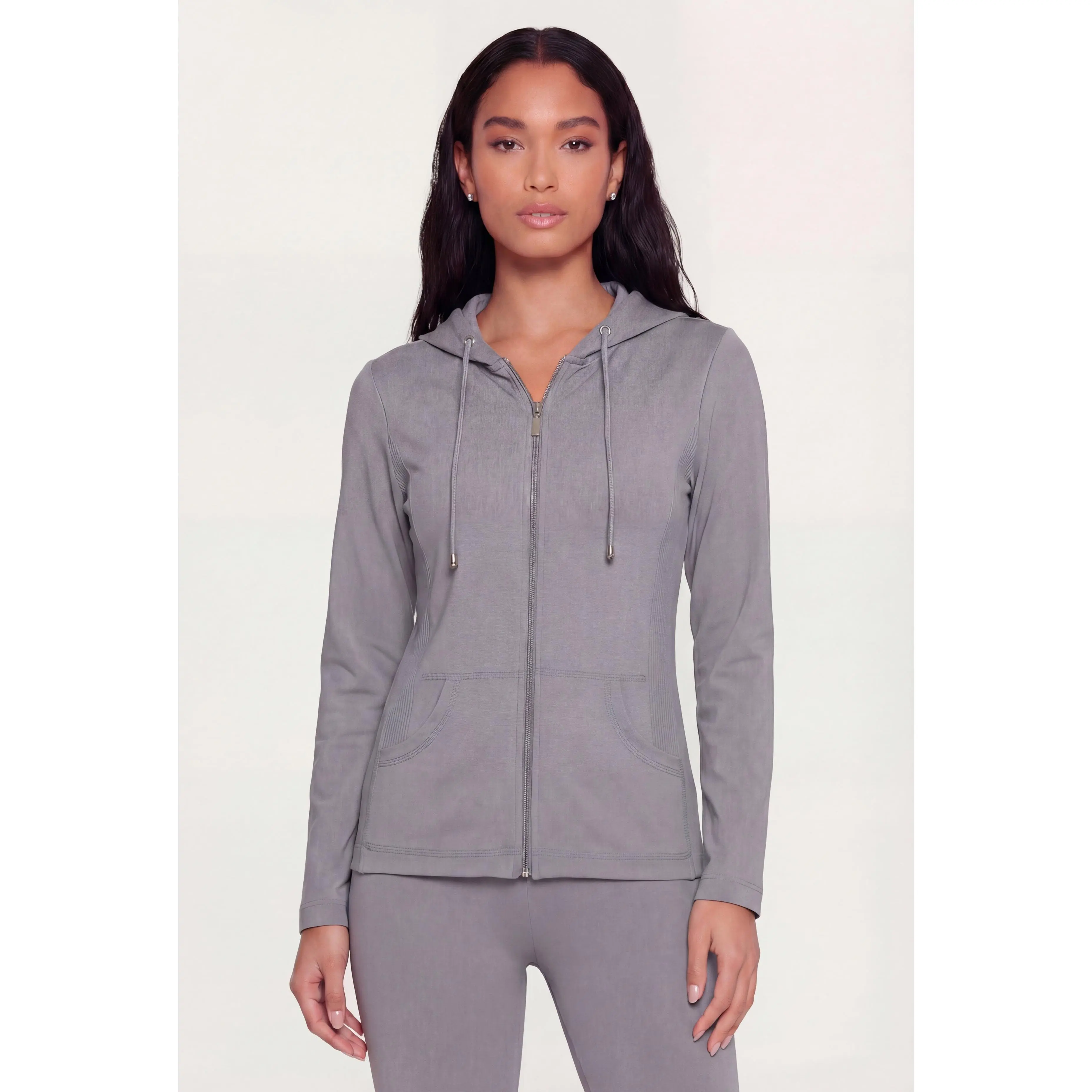 Drawstring Hooded Zip Front Track Jacket