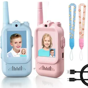 Handheld Video Call Intercom Christmas Gift, 2-Pack Rechargeable Kids Walkie-Talkies, Indoor/outdoor Toys for Family Games & Camping