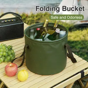 1 Count folding bucket, Green Portable Multi-Functional Bucket with Foldable Design for Easy Storage in Car or Closet