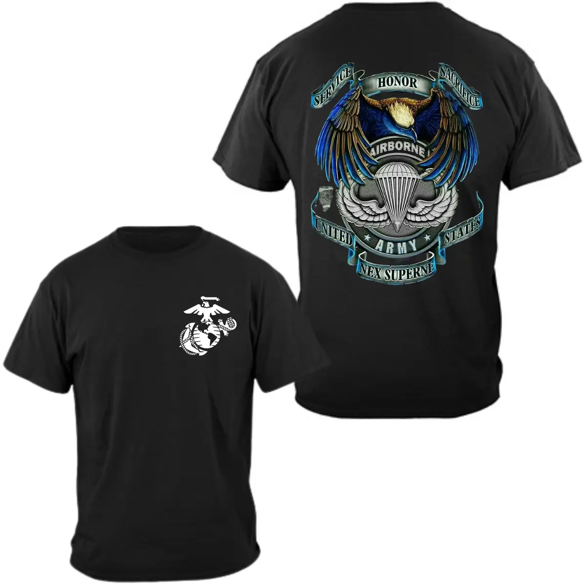 2 Sides Airborne Paratrooper T-Shirt for Men & Women – United States Army Veteran Graphic Tee, Service Honor Sacrifice Patriotic Clothing