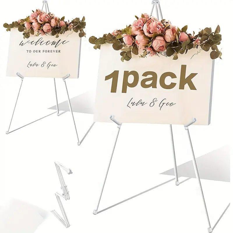 This Portable Tripod Easel Packs Into Its Own Carrying Bag – Metal Display Stand for Wedding Signs Office Presentations and Art Shows, Sets Up in Seconds, Folds Flat for Easy Transport