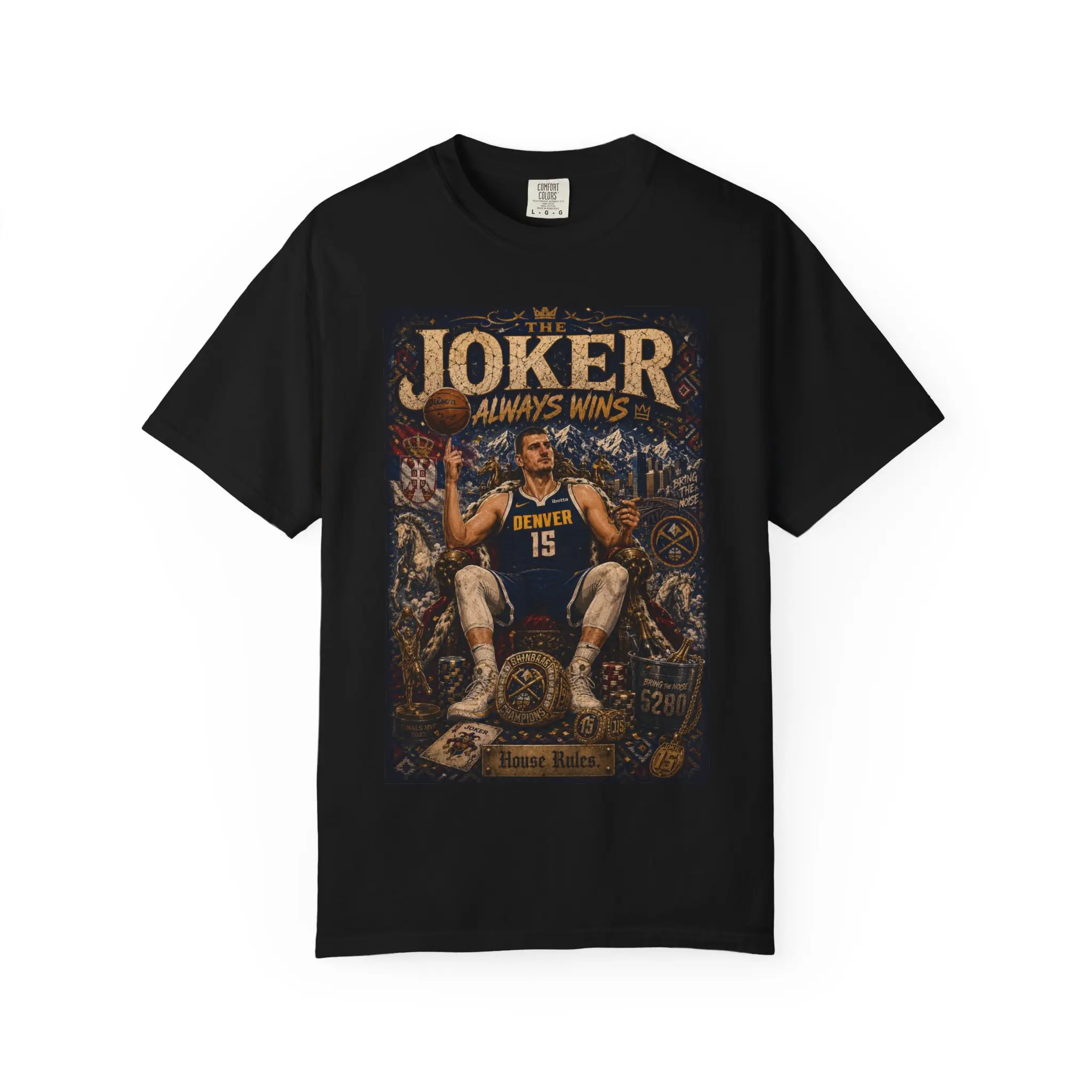 Men's Joker Always Wins Basketball Player Cotton T-Shirt, Streetwear Relaxed-Fit Short-Sleeve Casual Top