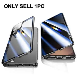 Samsung Privacy Magnetic Phone Case, 360° Front Back Privacy Glass Cover, Metal Frame with Lens Protection, Galaxy S25 Ultra/s24ultra/s26 Ultra