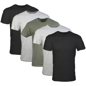 2026 New Men's European Size 100% Cotton Crew Neck T-Shirt Solid Color Short Sleeve Basic Casual Tee Menswear Top