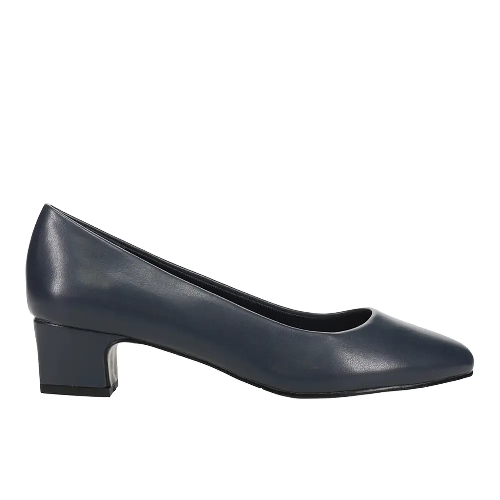 Easy Street Womens Prim Round Toe Block Pumps Dress Casual Low Heel 1-2" - Blue