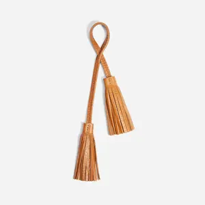 Double Tassel Bag Charm British Tan