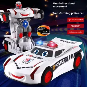 360°     Spinning RC Police Robot – One-Button Transformation, Light-Up Music Vehicle That Walks in Any Direction