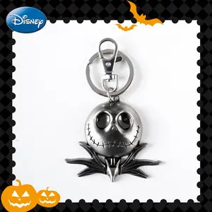 1PC Disney Officially Licensed The Nightmare Before Christmas Jack Head Pewter Backpack Car Keys Key Ring Accessories Exquisite Fashion Clothing Accessories Hanging Pieces Creative Desk Decorations Christmas Birthday Anniversary Gifts Friends Family