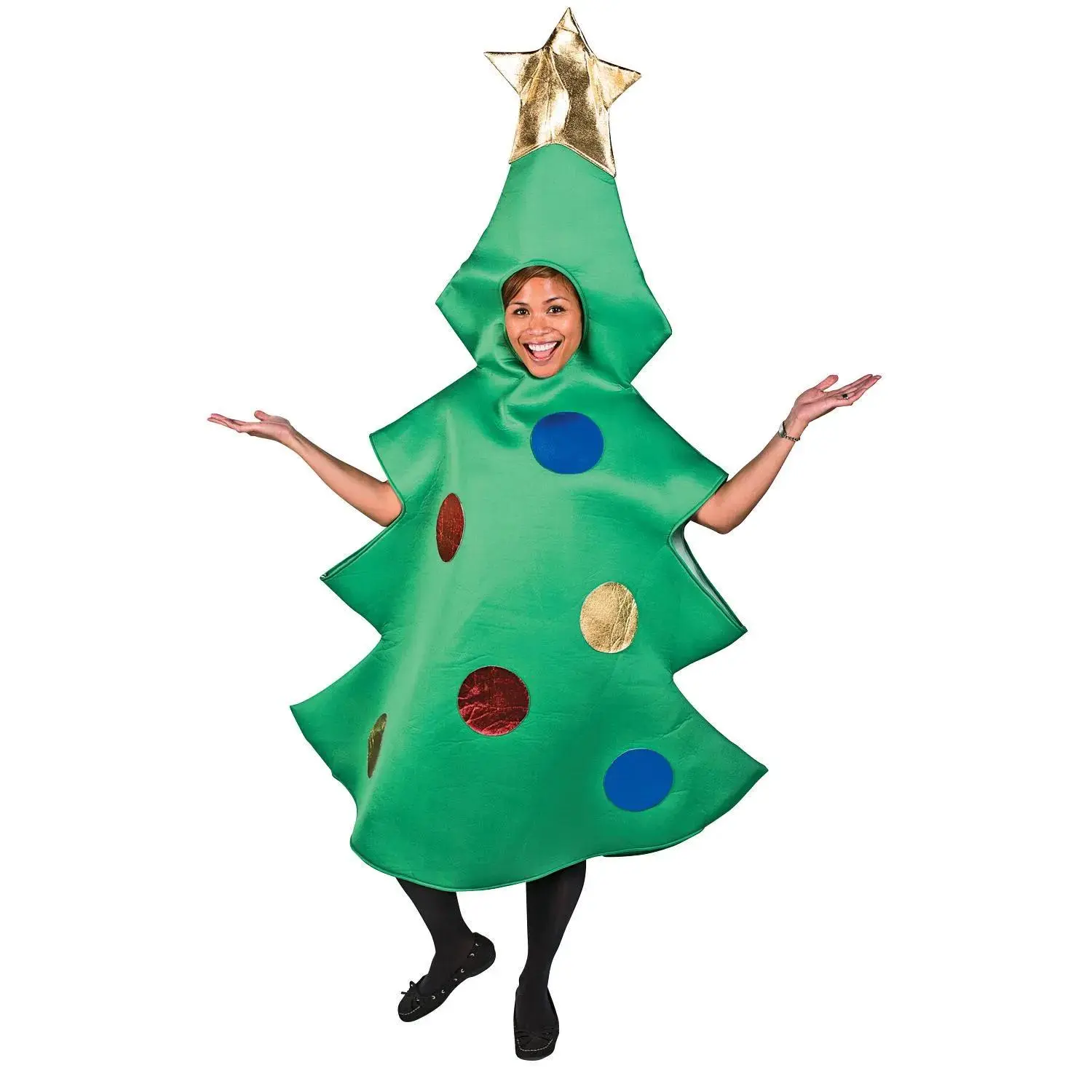 Men's Festive Halloween Christmas Tree Costume - 47in x 4ft 11in Polyester Menswear Clothes, One-Size Top