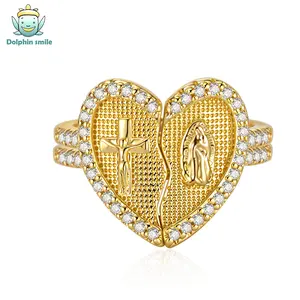 Heart Ring Virgin Mary & Jesus Ring,Virgin Mary Religious Ring Suitable for Women