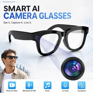 2026 New Model AI Smart Glasses with Camera, 8MP HD Video Recording Bluetooth Glasses, Hands-Free POV Camera Glasses with Open Ear Audio, Voice Assistant, Translation, Photochromic Lens for Travel, Driving, Gifts