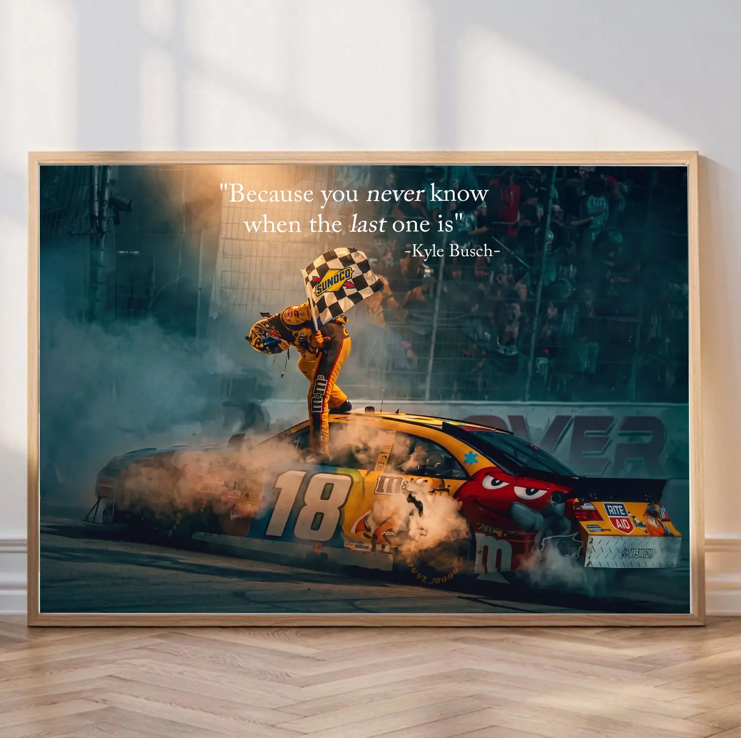 Kyle Busch Tribute Poster, NASCAR Legend Memorial Wall Art, RIP Rowdy Decor Home, Vintage NASCAR Tribute Merch