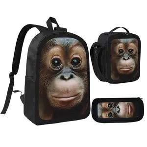 Animal Monkey School Bag,School College Backpack,Teenagers Casual Daypack,17 Inch Laptop Backpack for Kids