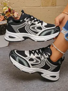Women's Lightweight Mesh Sneakers, Breathable Walking Sneakers, Low-Top Platform Casual Shoes, Fashion Lace-Up Sports Shoes for Active Lifestyle, Lightweight Jogging Sneakers