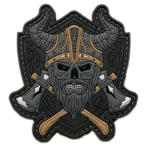 Viking Skull Axe Tactical Patch [3D-PVC Rubber - Hook Fastener - VS5]