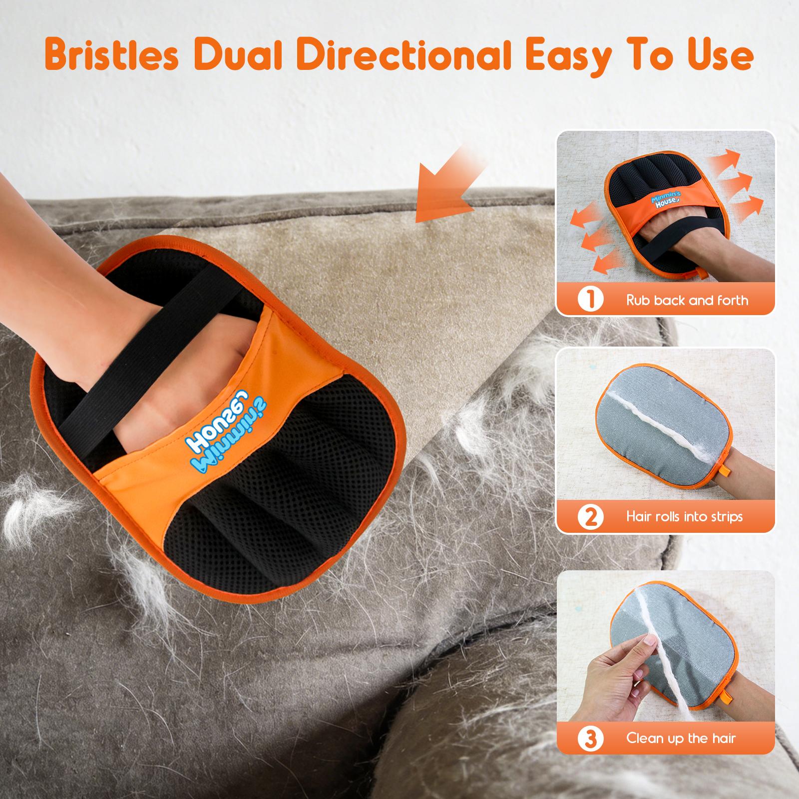 Minmin's House Upgraded Pet Hair Remover Electrostatic Gloves Reusable Cat Dog Hair Removal Mitt for Couch Furniture Carpet Car Seat Grooming Cleaning Tool
