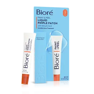 Biore Paint & Peel Liquid Pimple Patch with 1% Salicylic Acid for Fast Blemish Clearing & Custom Fit Coverage, 0.5 oz