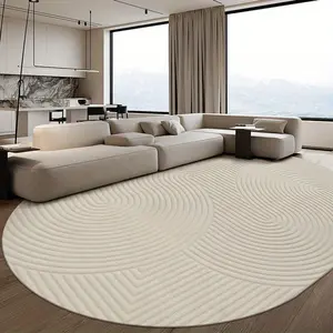 1pc Modern Minimalist Style Living Room Plush Carpet Oval Bedroom Decorative Line Rug Home Decorative Rug Light Luxury Washable Lounge Floor Mat Fluffy Soft Non-slip Carpet