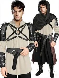 Men's Renaissance Medieval Pirate S-plit Shirt Cosplay Costume Set Props For Pirate Themed Party And Larp