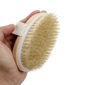 Natural Wooden Body Brush, Soft Hair Wet Dry Dual Use Massage Brush, Deep Cleaning Exfoliation, Gentle for Sensitive Skin, Ergonomic Handle, Care