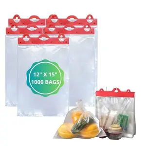 TP Plastic 12" x 18" Clear HDPE Block Header Bags 1000 Count | Durable Food Storage Bags for Bread, Vegetables & More