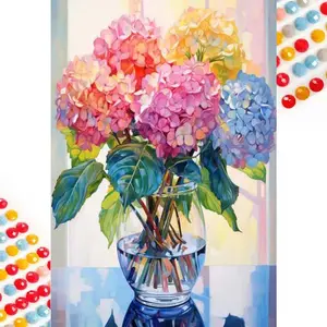 5D DIY Diamond Art Painting Kit, Hydrangea Mosaic Canvas Art, Home Wall Decor Gift for Ramadan, Birthday, Anniversary