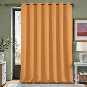 Orange Door Curtain for Doorway Privacy, Sliding Closet Door Curtains 71inch Wide Insulated Thermal Privacy Curtain Cover for Room Divider, Blackout Doorway Curtain Grommet