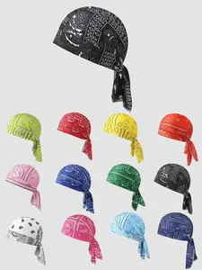 Men's Elastic Pirate Cap, Breathable Mesh Tail Headscarf, Cycling Knit Skull Cap, Comfortable Fashion Design, Ideal Gift Choice