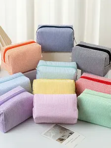 Elegant Striped Makeup Bag, Multifunctional Travel Cosmetic Organizer, Perfect Gift for Bridesmaids, Birthdays, Anniversaries, Holidays, Makeup Organizer Pouch, Makeup Storage Bag