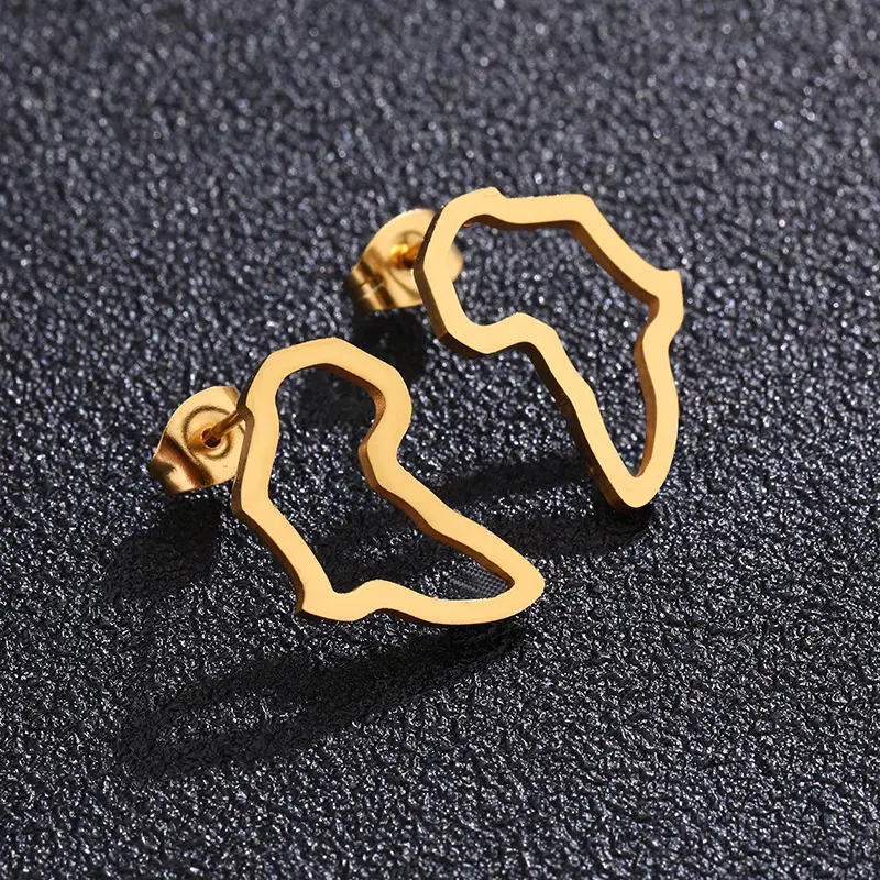 Africa Map Stud Earrings for Women Gold, African Continent Outline Earrings, Minimalist Stainless Steel Africa Jewelry, Afro Culture Gift Fashion Earrings