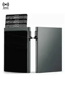 Men's Anti-RFID Blocking Bank Card Holder, Durable Metal Case Design, Plain Pattern, Ideal Gift for All Occasions, All Seasons Use