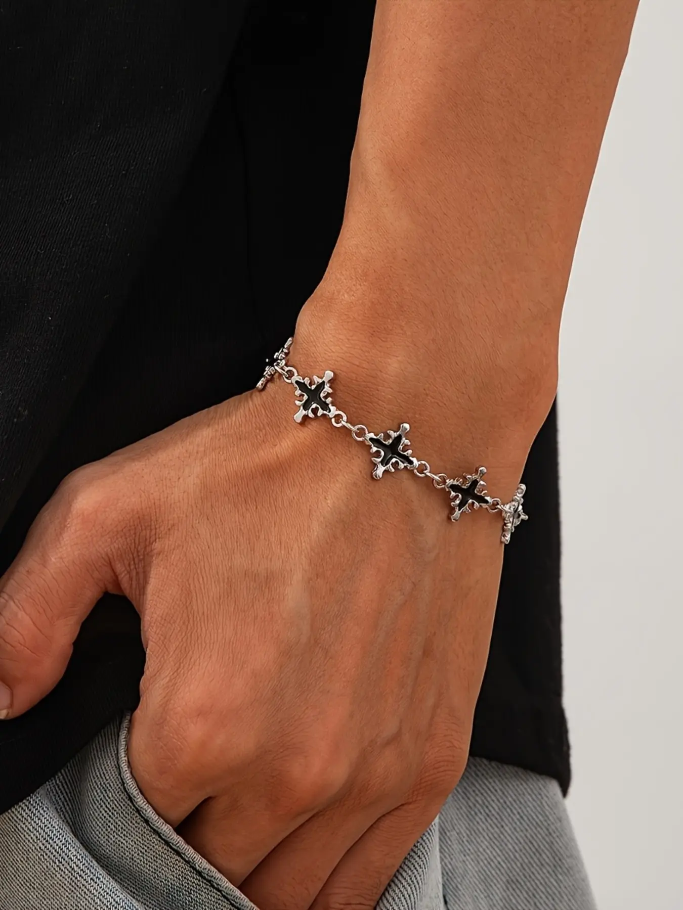 Hiphop Trendy Drip Cross Adjustable Link Bracelet, Criss Cross Design, Fashion Punk Unisex Casual Versatile Party Jewelry, Men Women Simple Style Accessory, Trendy Jewellery Accessories, Bracelets Jewelry, Fashionable Bracelet
