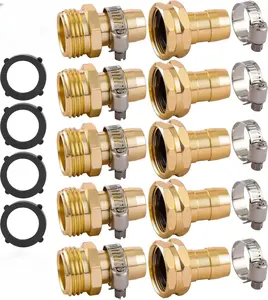5-Pack Garden Hose Repair Kit with Clamps – Fits 3/4" & 5/8" Hoses, Male and Female Connectors, Durable Water Hose Replacement Fittings