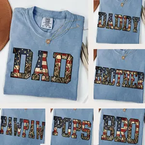 Custom Dad Papa Grandpa Shirt Personalized USA Stars Graphic Shirt Tee for Men | Patriotic Family Matching Shirt | 4th of July Independence Day Gift for Dad Grandpa Papa