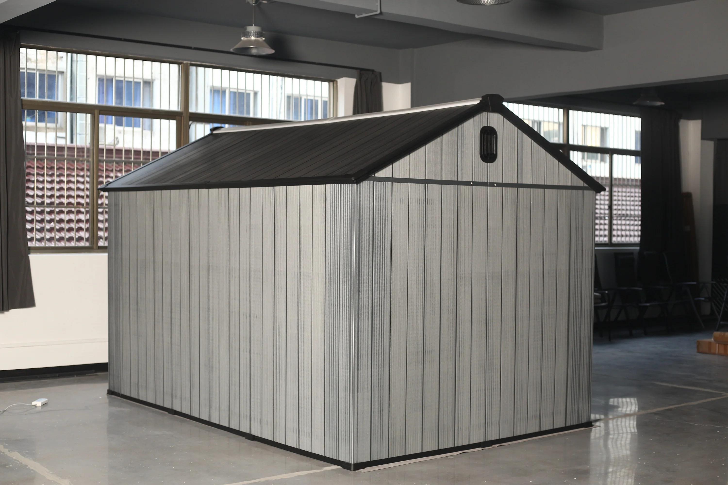 Outdoor Resin Storage Shed Lockable Door Waterproof Plastic Garden Tool Shed Windows Vents Patio Furniture