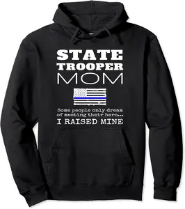 Proud State Trooper Mom Mother Thin Blue Line American Flag Pullover Hoodie - Abigaillou Shop 27B07Q295V27